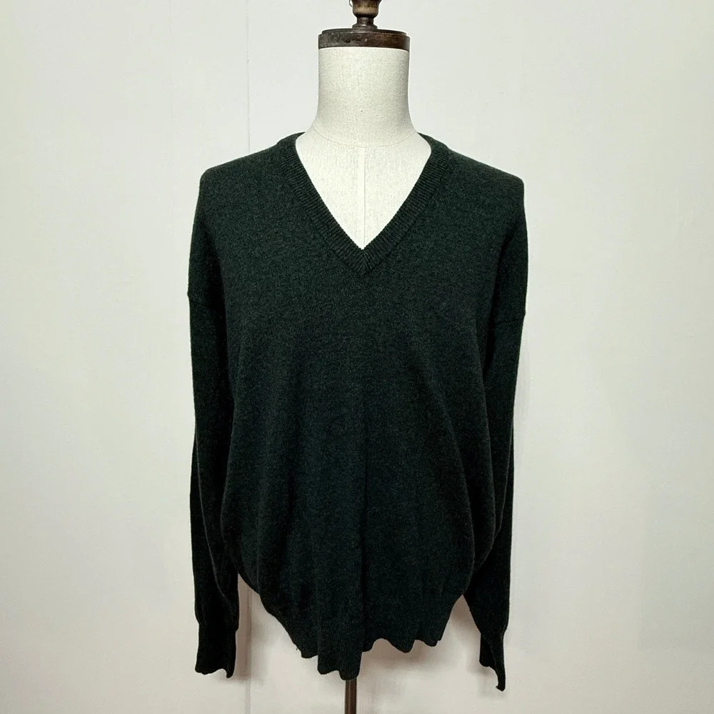 Pendleton Sweater Mens XXL Green Pullover V-Neck 100% Virgin Lambswool Knit